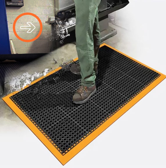 Choice 3' x 5' Red Grease-Proof Anti-Fatigue Closed-Cell Nitrile Rubber Floor  Mat with Drainage Holes - 3/4 Thick