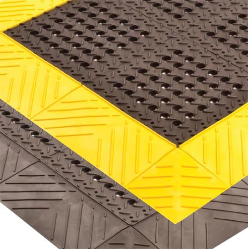 Wearwell Interlocking Drainage Mat, PVC, Black, 10 Pk Black 561