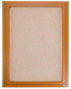 Enclosed Bulletin Board Wood Finish