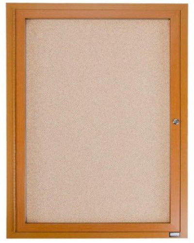 Enclosed Bulletin Board Wood Finish